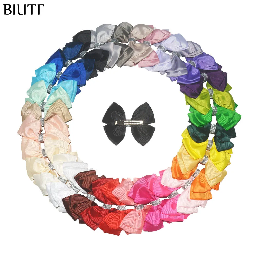 100 шт./лот девочка милый головной убор корсажная лента бант узел заколка для волос