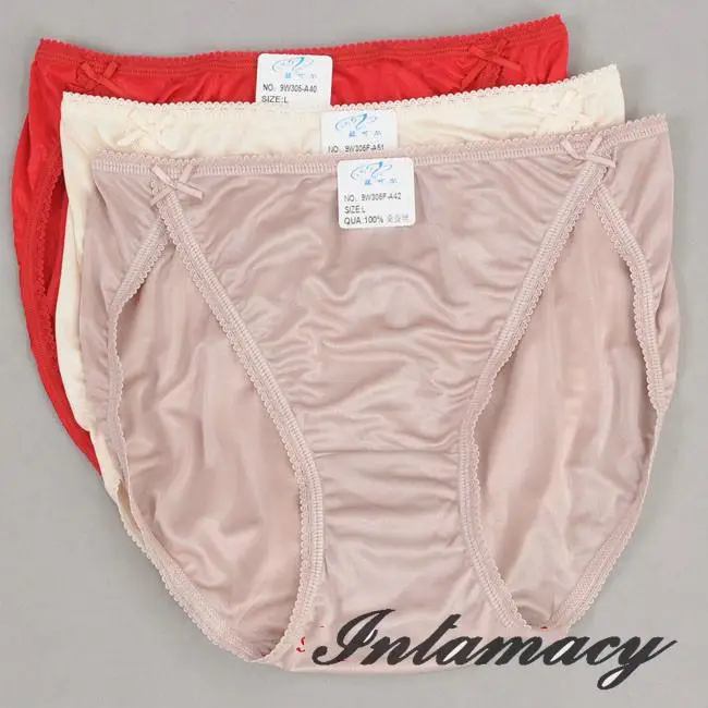 

Super soft 100% real silk women's panties knitted double faced silk low-waist briefs multicolor