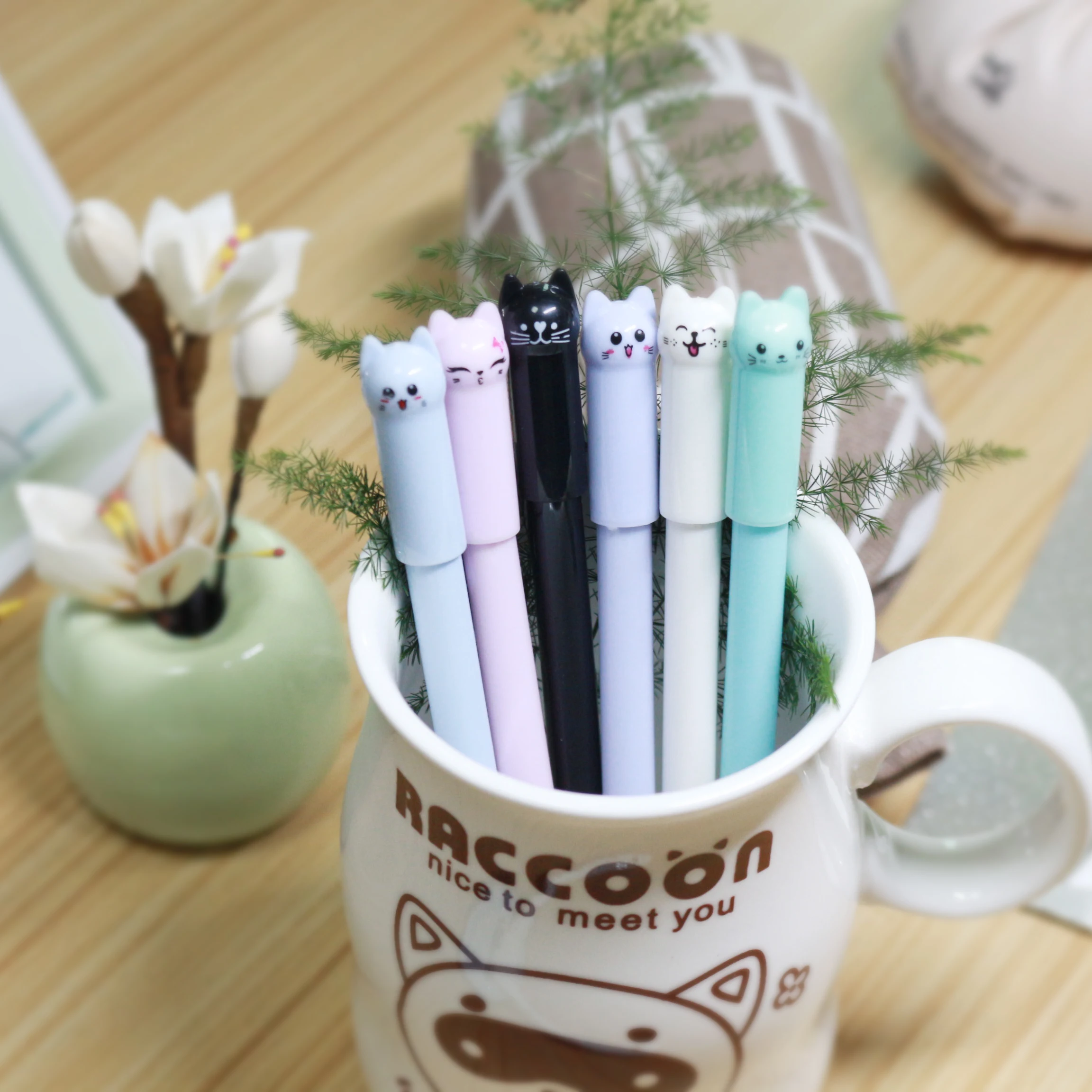 Милая кошачья морда 0 5 мм черные чернила гелевая ручка школьные или офисные