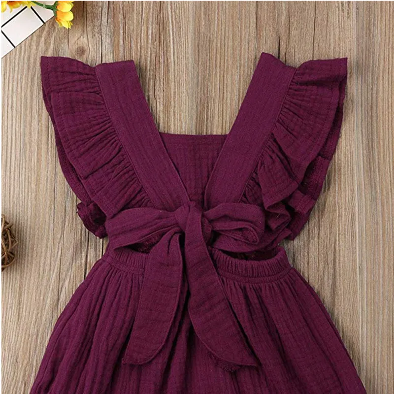 6 цветов; милый однотонный комбинезон с рюшами для маленьких девочек; комбинезон; пляжный костюм для новорожденных; детская одежда
