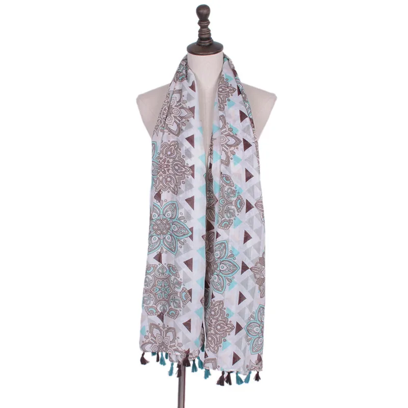 

Fashion round flower tassel soft shawls viscose cotton Muslim hijab woman scarves pashmina bandana silk scarf 10pcs/lot