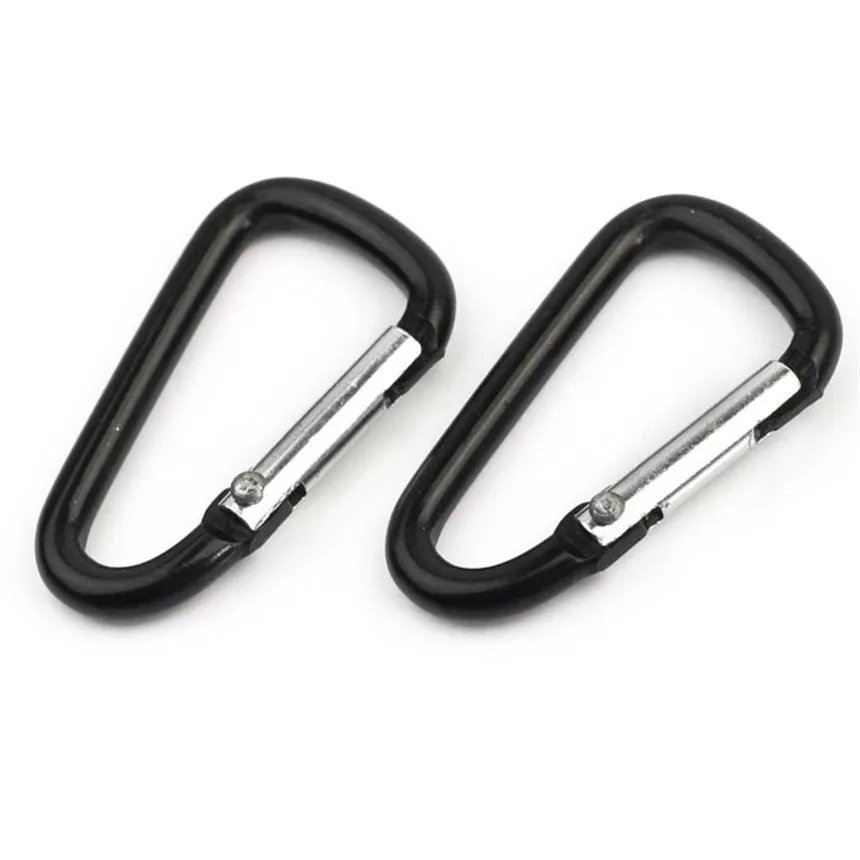 Premium 2pcs Black Outdoor Climbing Camping Hiking Aluminum Alloy D Carabiner Quickdraws Spring Snap Clip Hooks Keychain | Спорт и