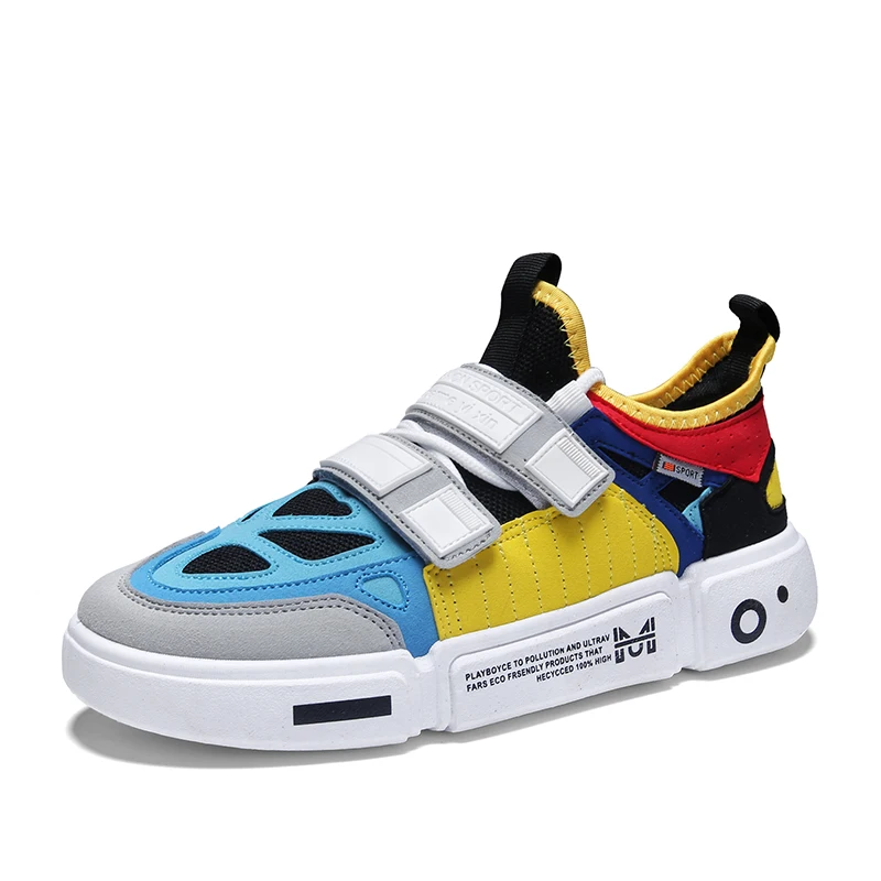 

2019 New Street Men Sneakers Platform Rubber Bottom Running Shoes Hook&loop Breathable Walking Sport Men Shoes 629s