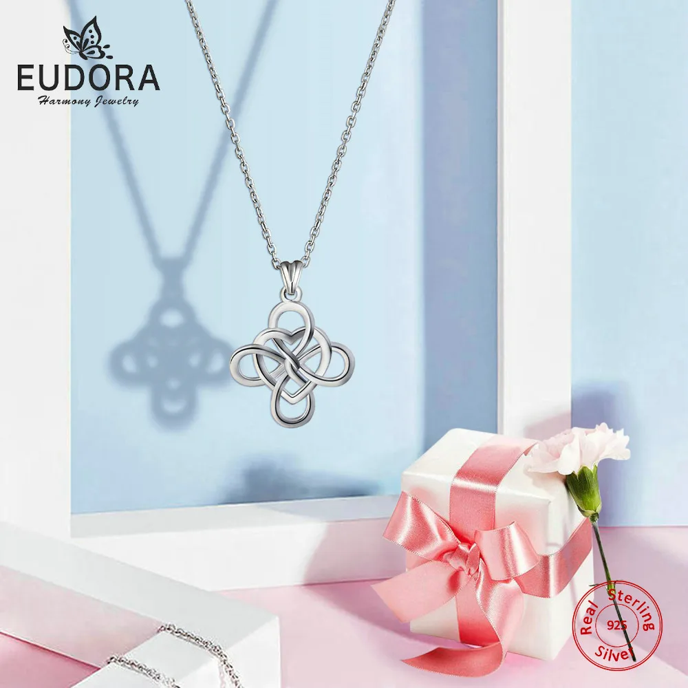 5 шт. Eudora 100% Настоящее чистое серебро 925 пробы ожерелье с бантом очаровательные
