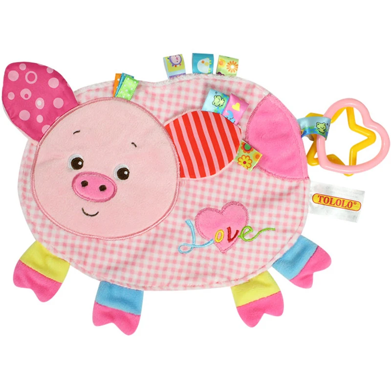 

Newborns Baby Toys 0-12 Months Appease Towel Soft Animals Pig Lion Elephant Plush Toy Infant Calm Grasp Ring Sound Boy Girl Gift