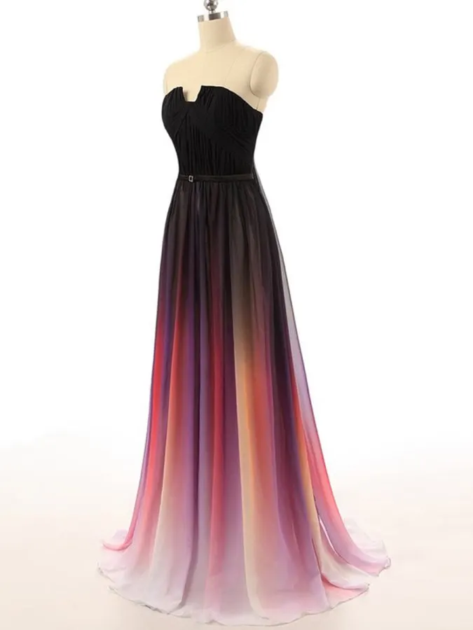 Vestidos De Novia 2020 Плиссированное без бретелек выцветающее длинное вечернее платье