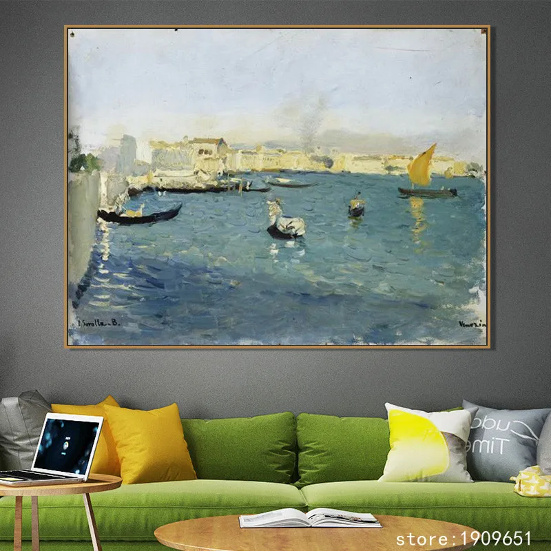 Хлопок без рамки Классические морские корабли городской пейзаж холст печать