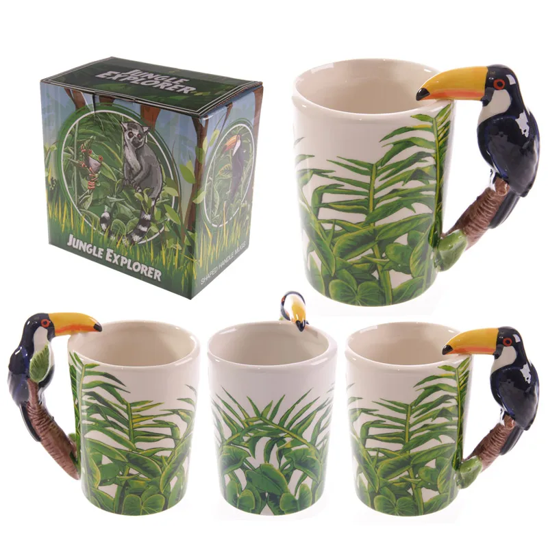4 шт. керамическая чашка в 5 стилях с бамбуковой наклейкой 12 унций|animal handle mugs|mug withcup