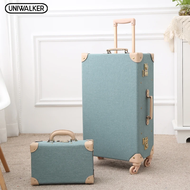UNIWALKER 12 &quot20&quot 24 &quot26&quot зеленый винтажный Дорожный чемодан тележка багаж ретро на