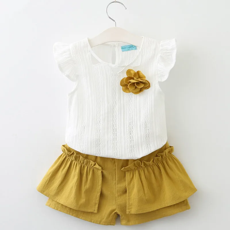 

DFXD Toddler Girls Summer Clothing Set 2018 New Arrival Kids Princess 2pcs Suit Set Sleeveless Vest Top+Shorts Children Outfits