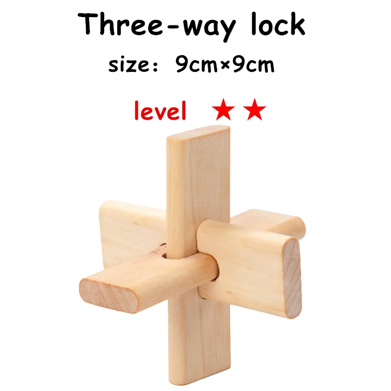 Three-way lock Китайская классическая 3D деревянная головоломка замок игрушки куб Модель игры набор дизайн Головоломка Развивающие игрушки для взрослых детей - Цвет: Three-way lock