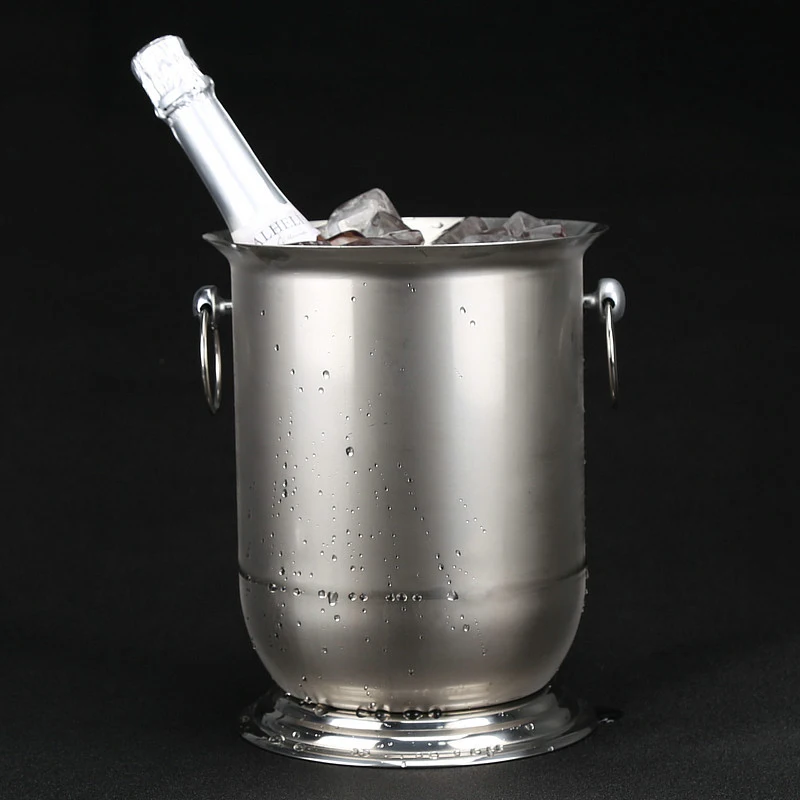 

5L Double Handles Stainless Steel Ice Bucket Decorative Metal Chiller Wine Cooler Barware Pub Drinkware Accessories Furnishing