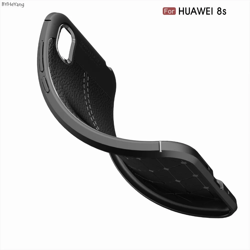 Чехол для Huawei Honor 8S задняя защитная крышка из ТПУ оболочка чехлы матовая личи
