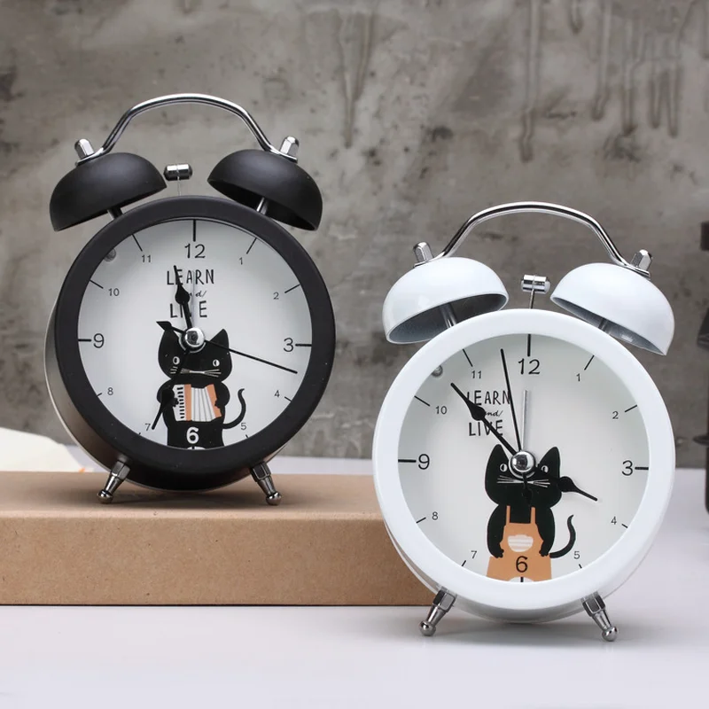 Творческий Круглый Малый Настольный Будильник Мини Металл Ночная маленький