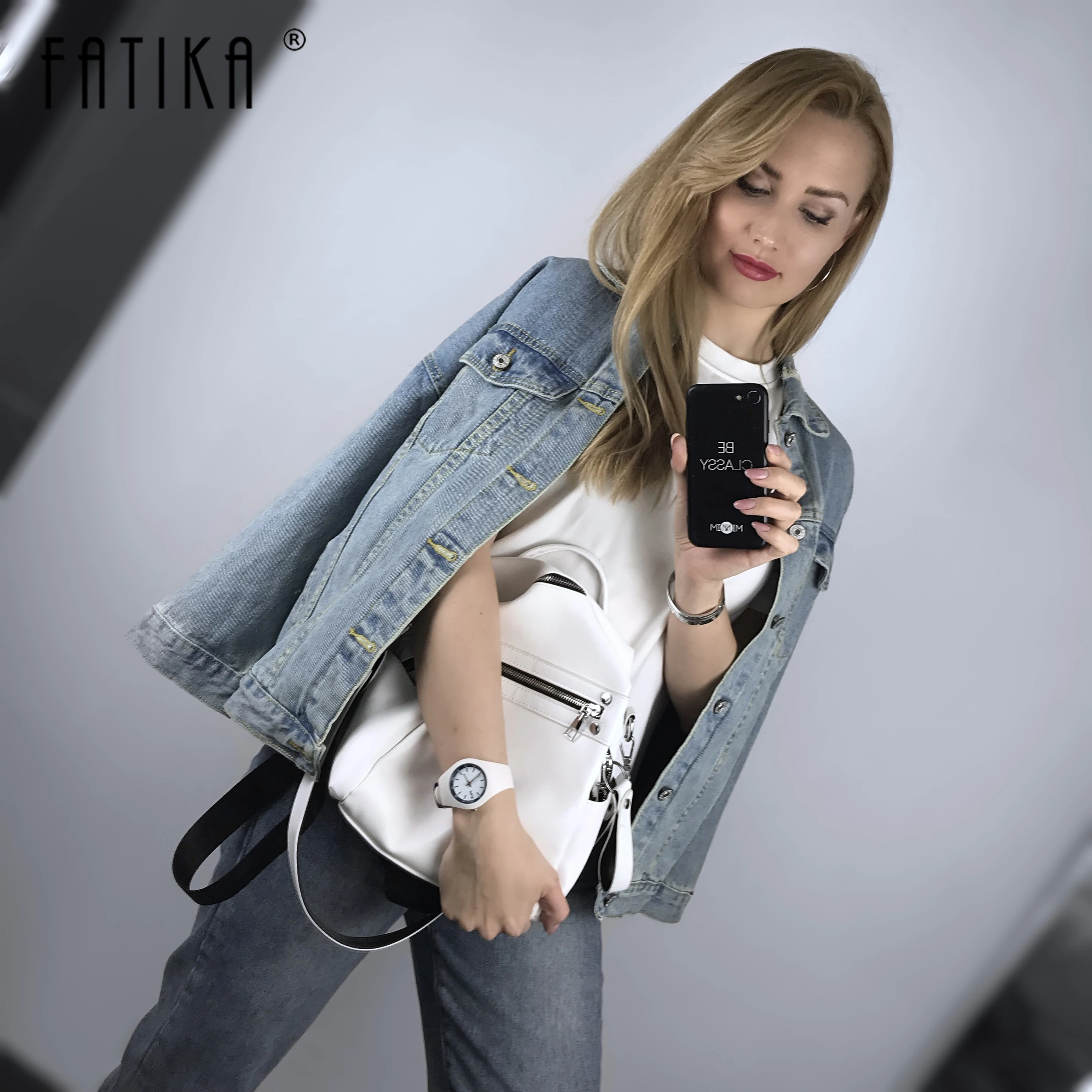 Куртка Fatika женская винтажная с карманами и отложным воротником 2019|Женские