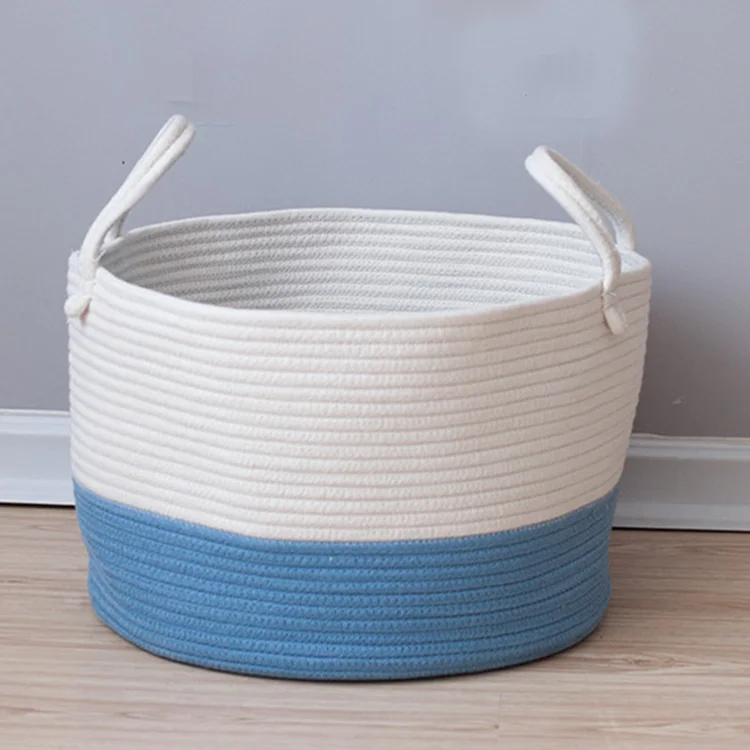 Small Blue Тканая корзина для хранения детских игрушек, сумка, Комплект постельного белья для детей, декоративный органайзер для кровати в скандинавском стиле - Цвет: Small Blue