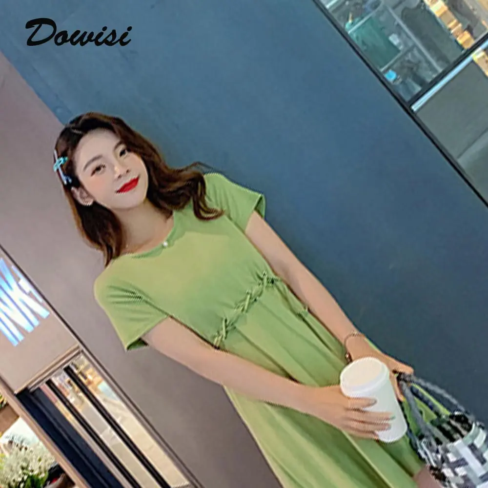 Dowisi/зеленое платье с авокадо vestidos Новинка летнее для маленьких и чистых женщин
