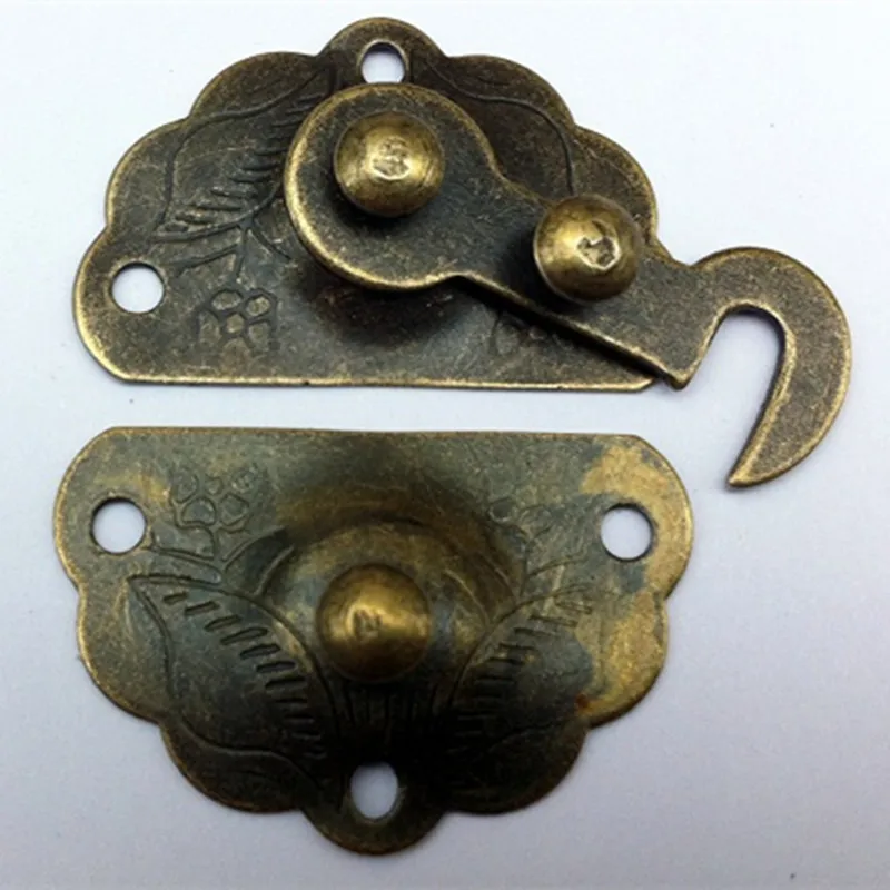 

Bulk Antique Zinc Iron Latch Decorative DIY Jewelry Gift Wine Wooden Box Suitcase Case Hasp Latch Hook Vintage Hardware,34*45mm