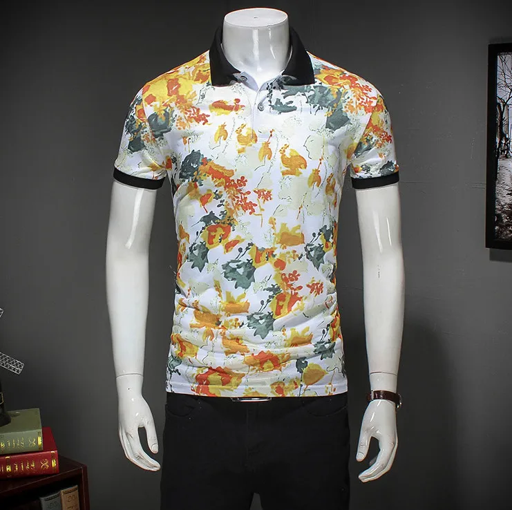 2017 Новый Дизайн мужская Мода Полосатый Лоскутная рубашки поло Мужчины С Коротким