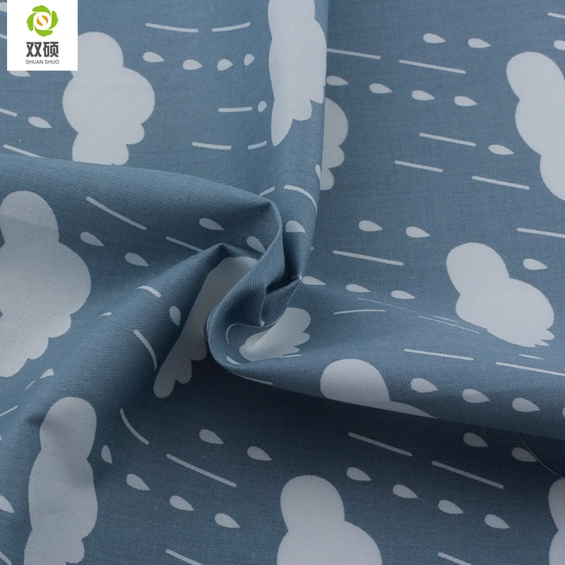 Темно серая Геометрическая серия набивная саржевая хлопковая ткань Лоскутная