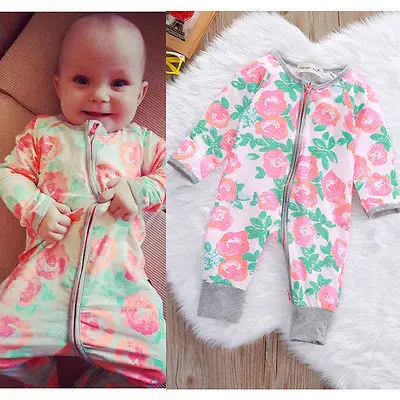 2016 г. новые зимние комбинезоны на молнии с длинными рукавами и цветочным принтом