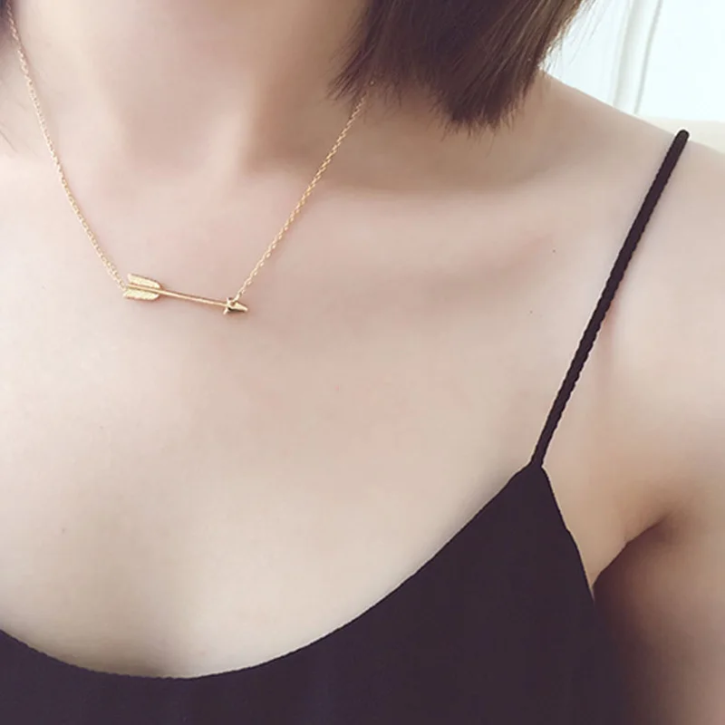 Крошечный стрелка ожерелье 5 шт. серебро минималистский амур заявление ожерелья