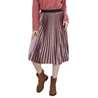 Женская плиссированная юбка средней длины, длинная облегающая бархатная юбка с высокой талией, весна-осень-зима