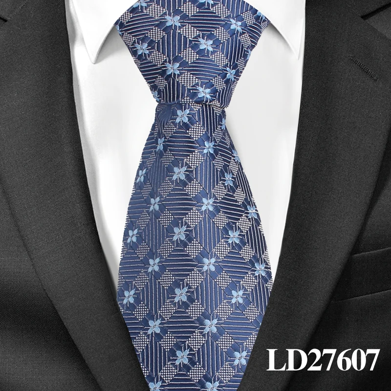 LD27607 Мужские галстуки, модные галстуки в клетку для свадьбы, бизнес, 8 см, widch, классический галстук, жаккардовый тканый галстук для жениха, мужской галстук - Цвет: LD27607