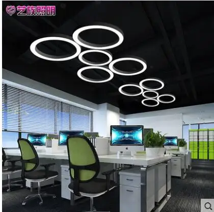 Простая светодиодная люстра современный офисный круглый светильник
