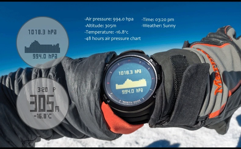 NORTH EDGE мужские спортивные цифровые часы для бега плавания спортивные часы альтиметр барометр компас термометр погода для мужчин