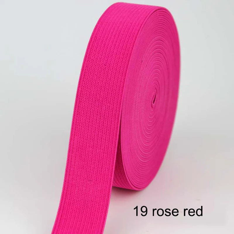 19 rose red 2 м/лот, 20 мм, цветные плоские эластичные ленты для шитья, аксессуары для свадебной одежды, эластичная лента для DIY, нижнее Белье для беременных - Цвет: 19 rose red