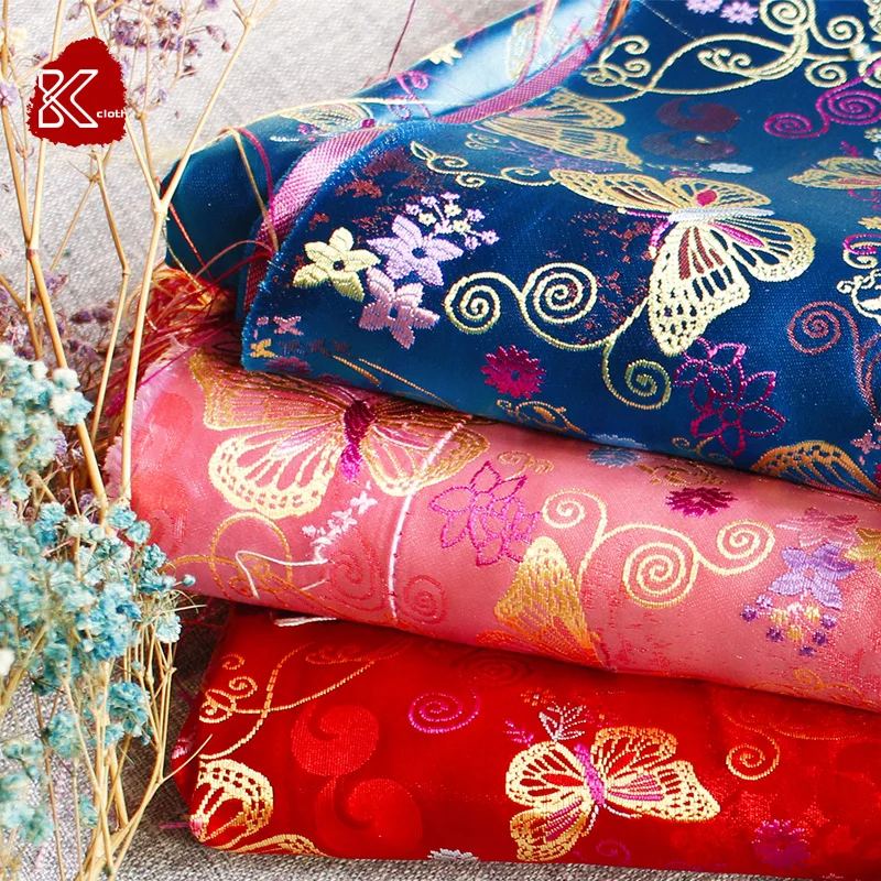 Золотая Бабочка Жаккардовые шелк парча сатин ткань для косплея/кимоно/Монголия