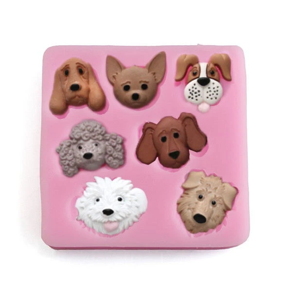 Hot Food-Grade Silicone Mold 3D Dogs Head Moulds Fondant Cake Decorating Tools Soap |