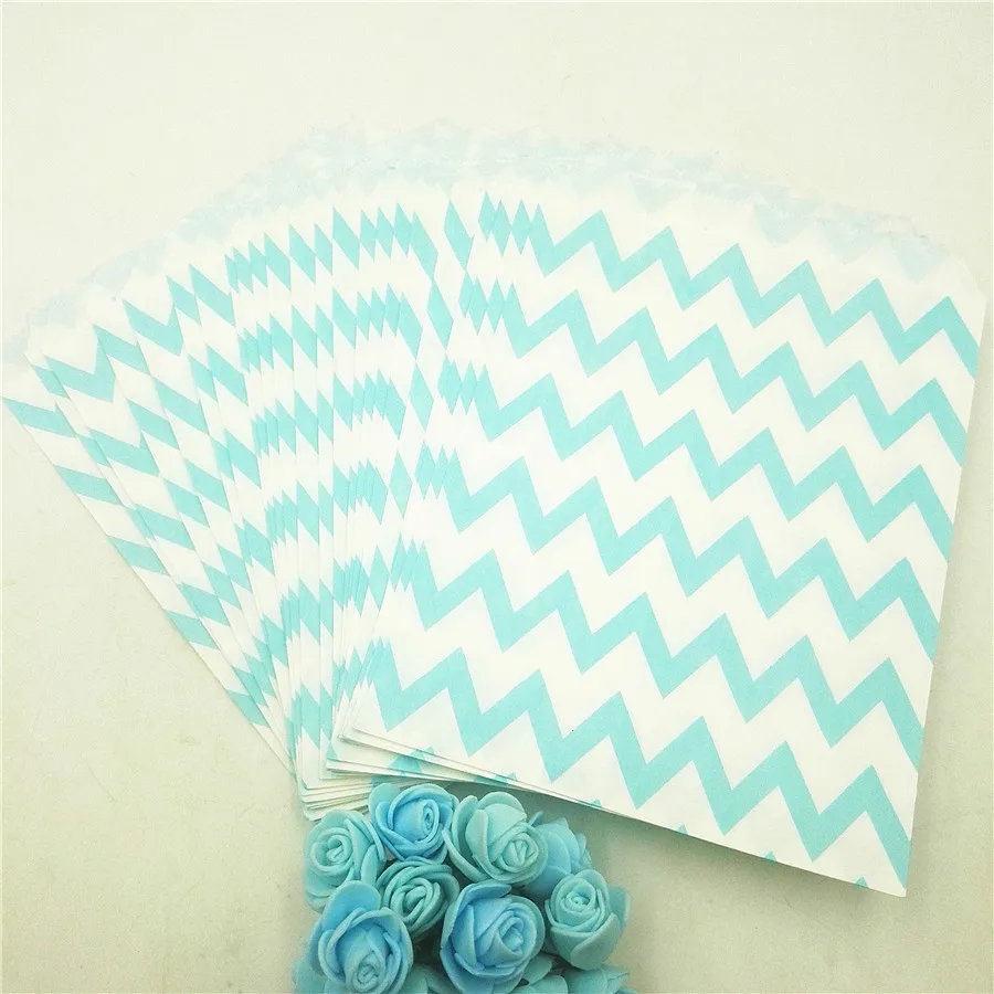25 шт./компл. синие волнистые линии полосы бумажные подарочные пакеты для попкорна