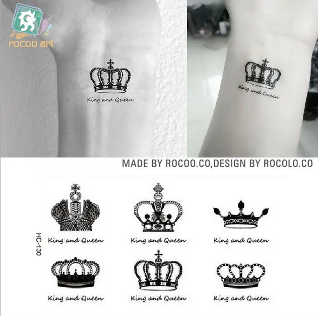 

100sheet/lot Black Crown Tiara King&Queen Fashion Waterproof Temporary Body Tattoos Sticker Party Supplies Decorative Favors