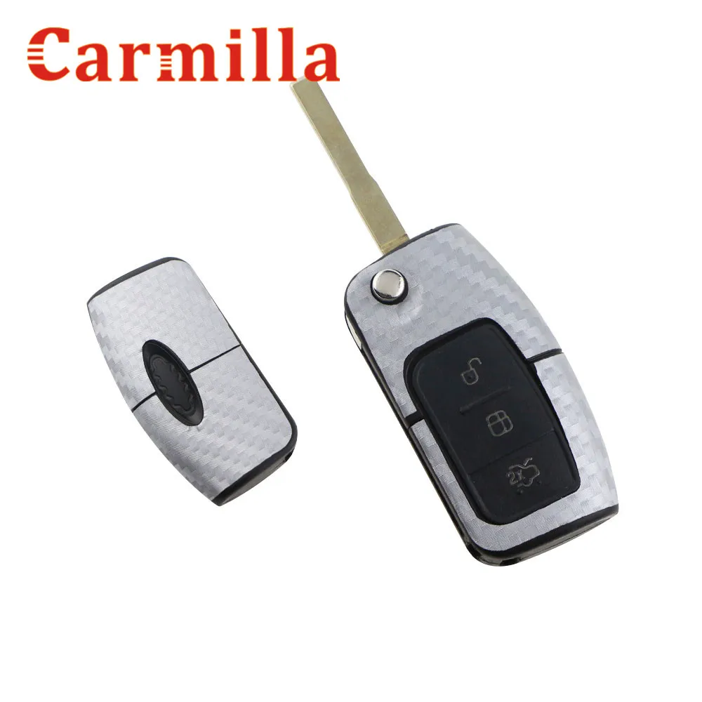 Carmilla автомобильные наклейки для ключей из углеродного волокна Ford Fiesta 2 3 Focus 2009 2012
