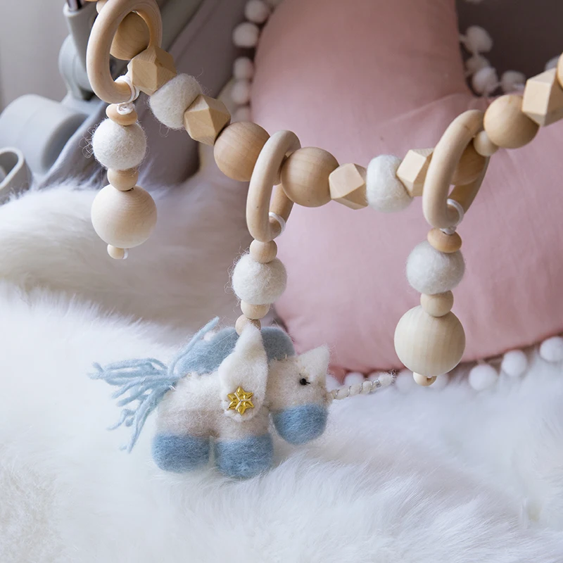 1PC Baby Rattle Wood Bird Pacifier Chain Pram Cart Wool Ball Chain Holder Handmade Stroller Accessories For 0-12 month Baby Toys