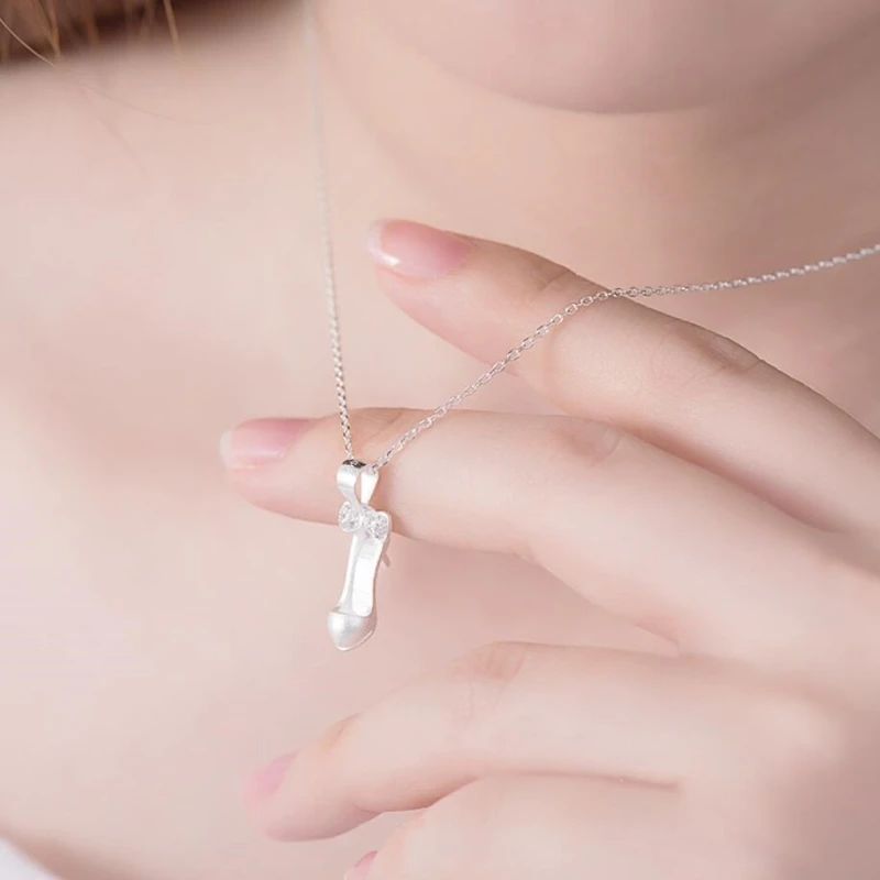 High Heels Bow Elegant Sweet Cute Fresh 925 Sterling Silver Clavicle Chain Temperament Trendy Female Necklace SNE167 | Украшения и