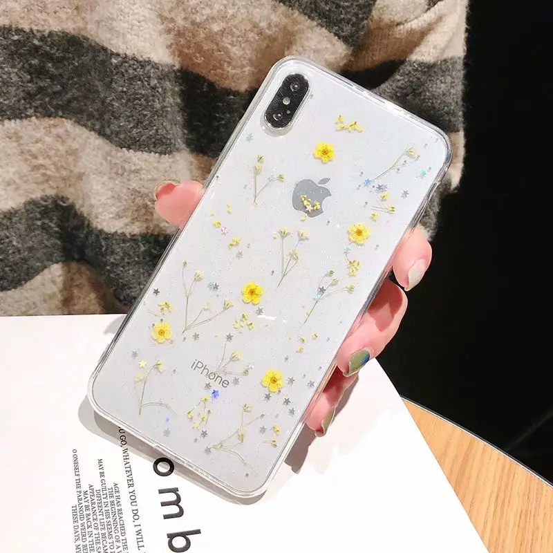 Прозрачный Мягкий ТПУ чехол для телефона с настоящими цветами для iPhone 11 X XS XR XS Max 6 6S 7 8 Plus Красивая задняя крышка - Цвет: T5
