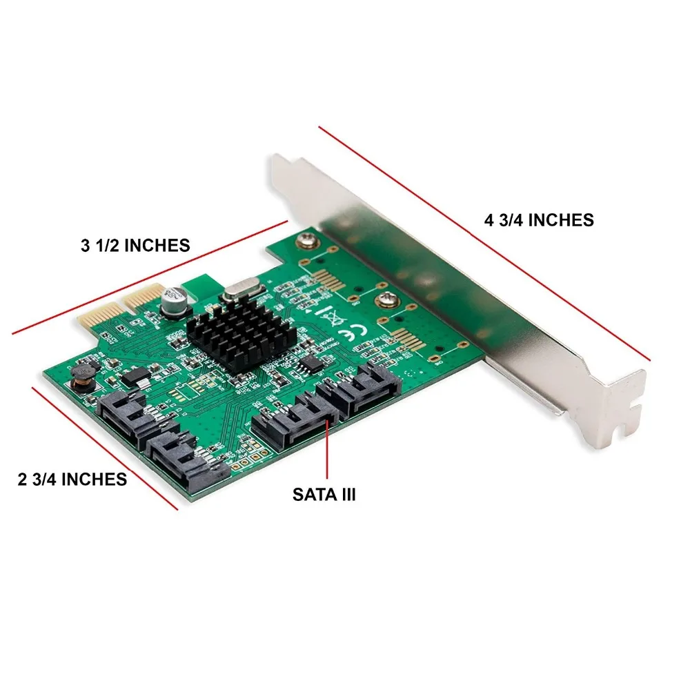 4 порта SATA III PCI e 2 0x2 не RAID жесткий диск контроллер карта Marvel 9235 чипсет плата| |