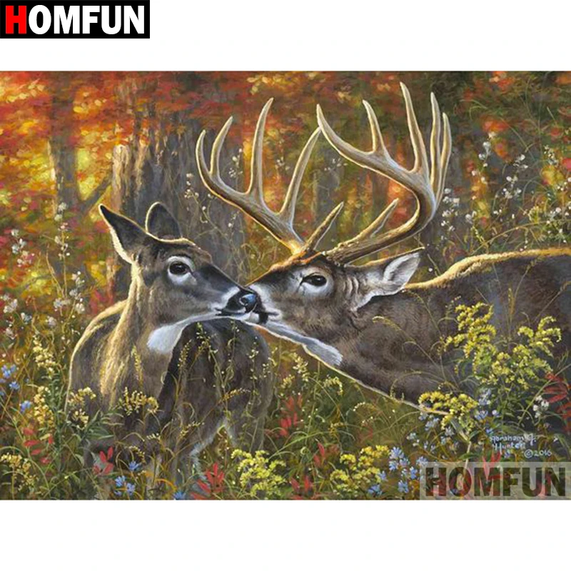 Алмазная живопись HOMFUN A08795 картина Лес олень с полными квадратными/круглыми