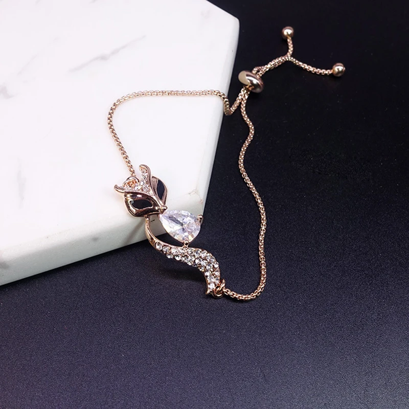 Новый дизайн корейский высокое качество кристалл маленькая лиса регулируемые