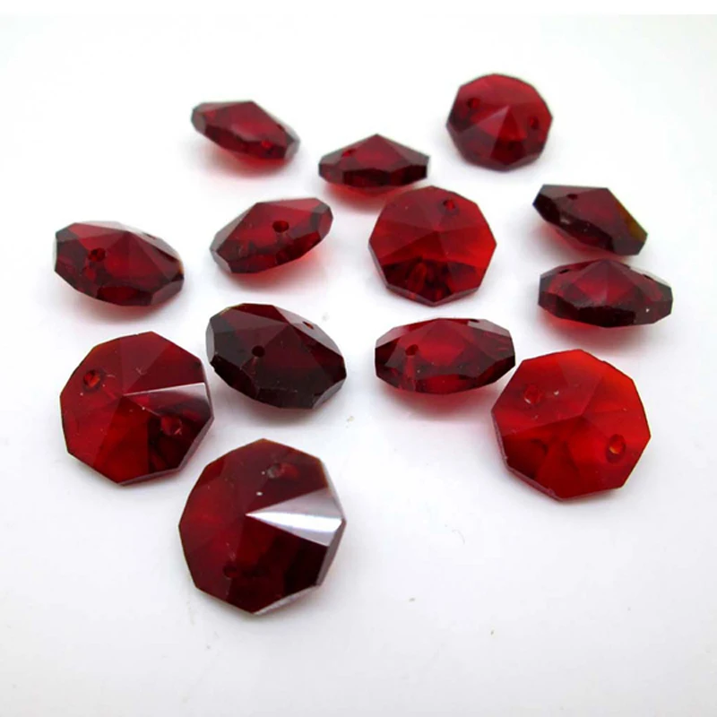 200PCS 14mm Crystal Octagon Beads K9 Crystal 2 Holes Diy Wedding& Home Decoration Crystal Chandelier Lighting Parts