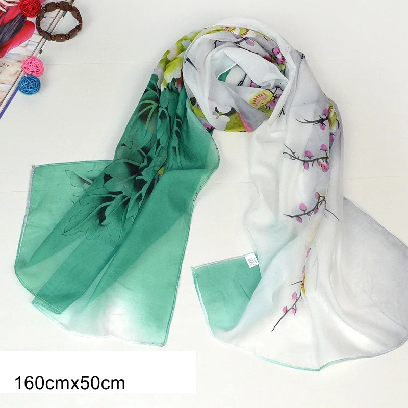 Женские шарфы с солнцезащитным козырьком длинные шифоновые цветочным принтом