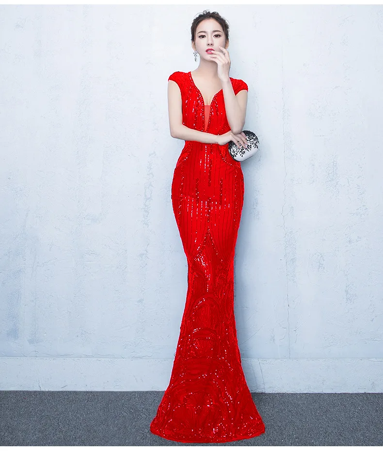 Синее платье с глубоким v образным вырезом коротким рукавом бисером блестками