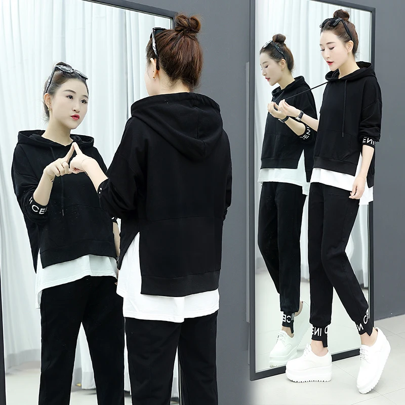 Повседневная спортивная одежда с капюшоном комплект из 2 предметов женский