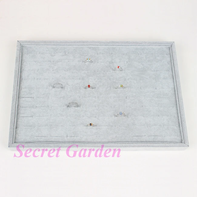 

TONVIC высокое качество серый ледяной бархат кольцо ювелирные изделия лоток держатель для 100 шт.