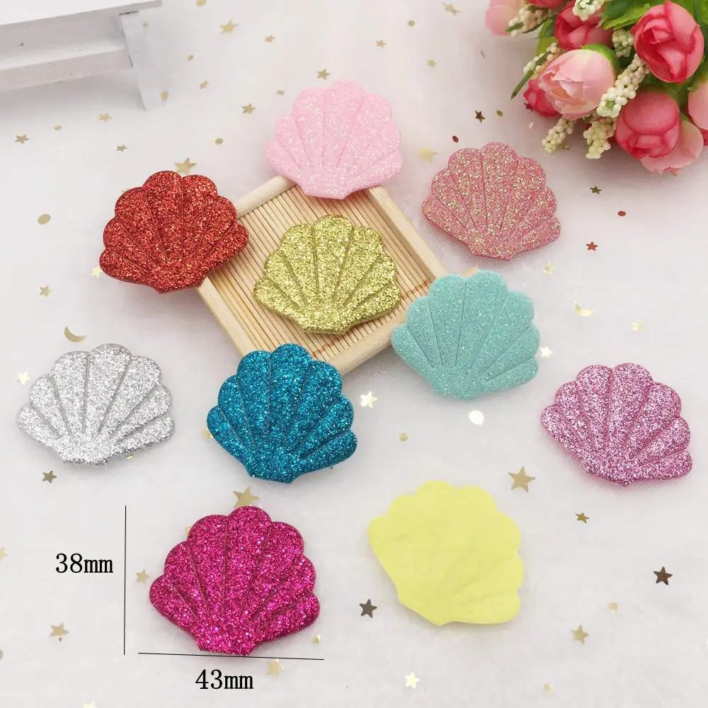 Новинка 16 шт. микс Блеск блестка в виде ракушки фетр ткань аппликации нашивки