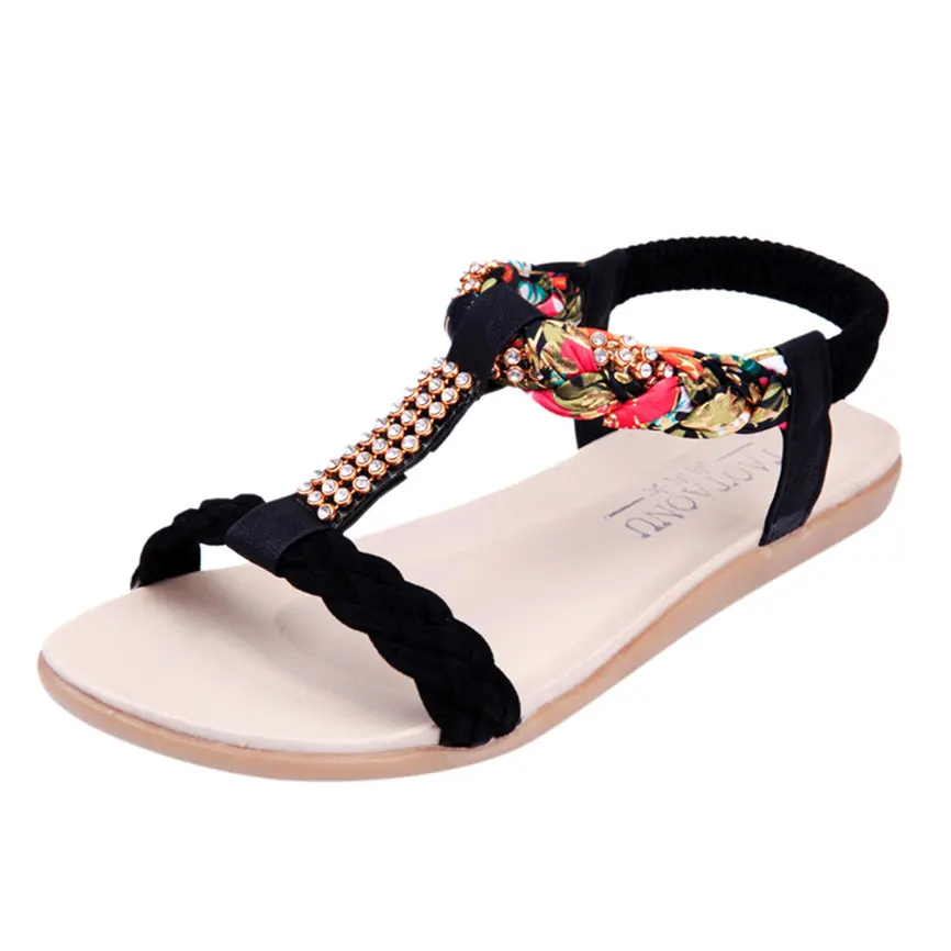 JAYCOSIN Women Shoes Ladies Fashion Bohemian Style Loafers Casual Crystal Flats Sandals Fashionl For Girl jun4 | Обувь