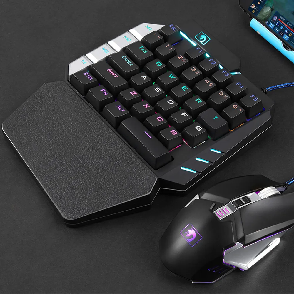Механическая игровая мини клавиатура с 38 клавишами проводная USB для PUBG Gamer